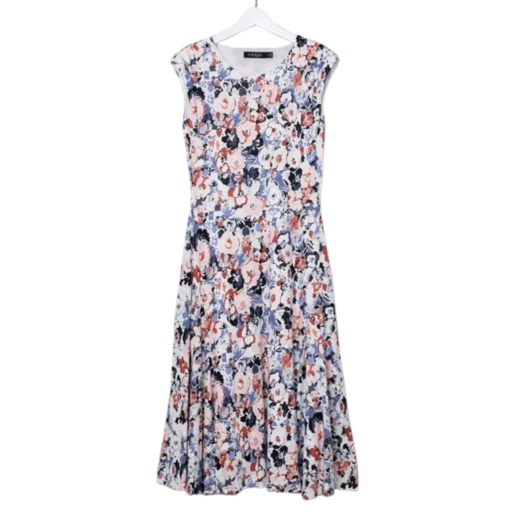 NWOT Ralph Lauren Black Label Multicolor Floral Midi Dress In Linen&Viscose Sz L - Picture 4 of 11